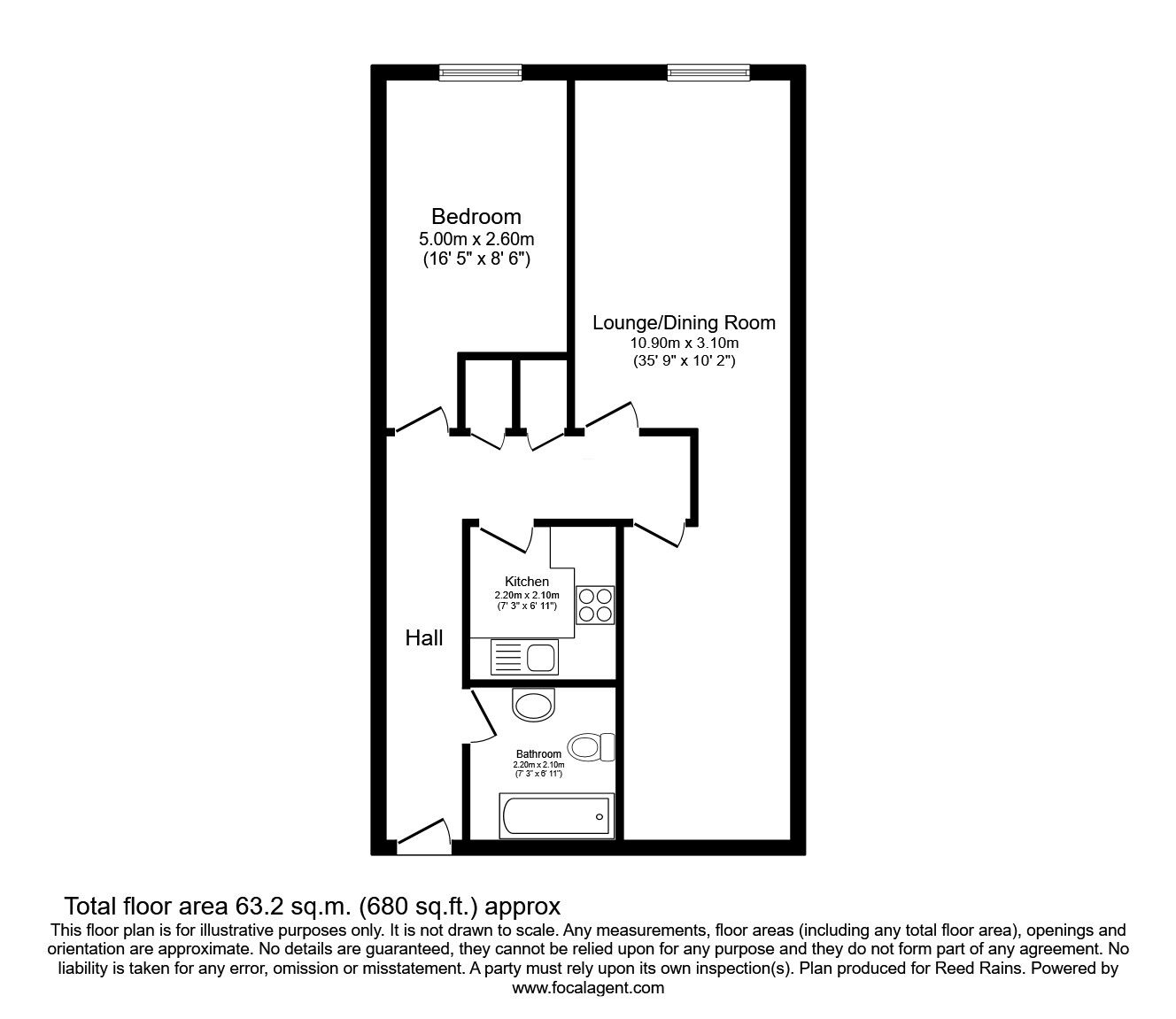 Floorplan of 1 bedroom  Flat for sale, Victoria Apartments, Padiham, Lancashire, BB12