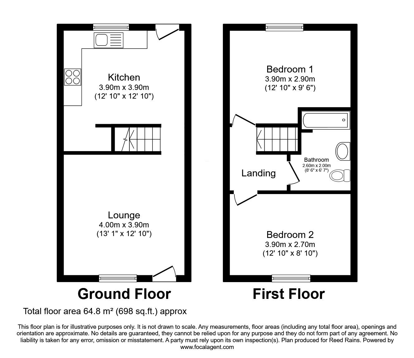 Floorplan of 2 bedroom Mid Terrace House for sale, Hobart Street, Burnley, Lancashire, BB11