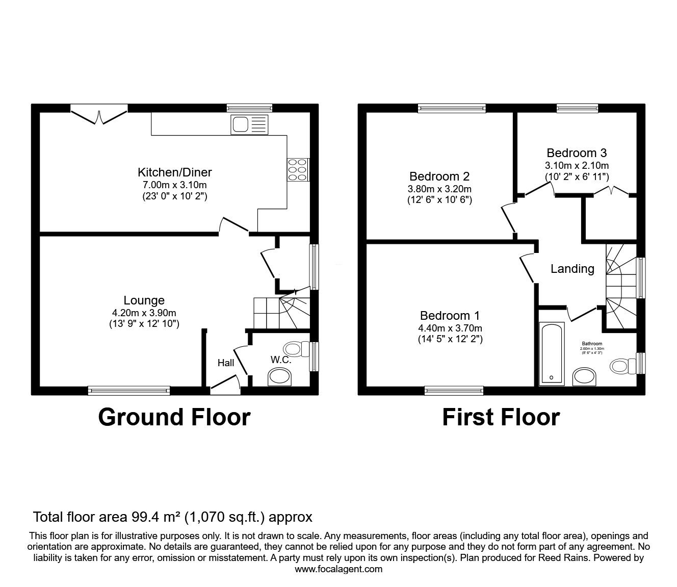 Floorplan of 3 bedroom Semi Detached House for sale, Rossetti Avenue, Burnley, Lancashire, BB11