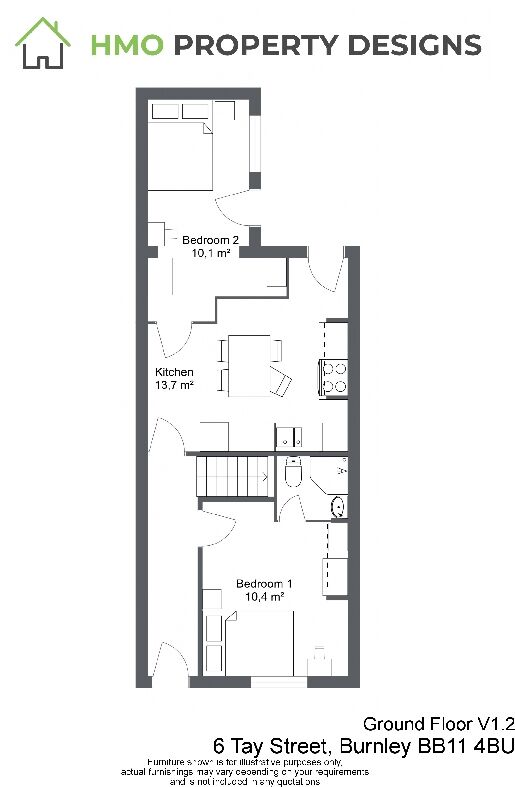 Floorplan of 4 bedroom Mid Terrace House for sale, Tay Street, Burnley, Lancashire, BB11