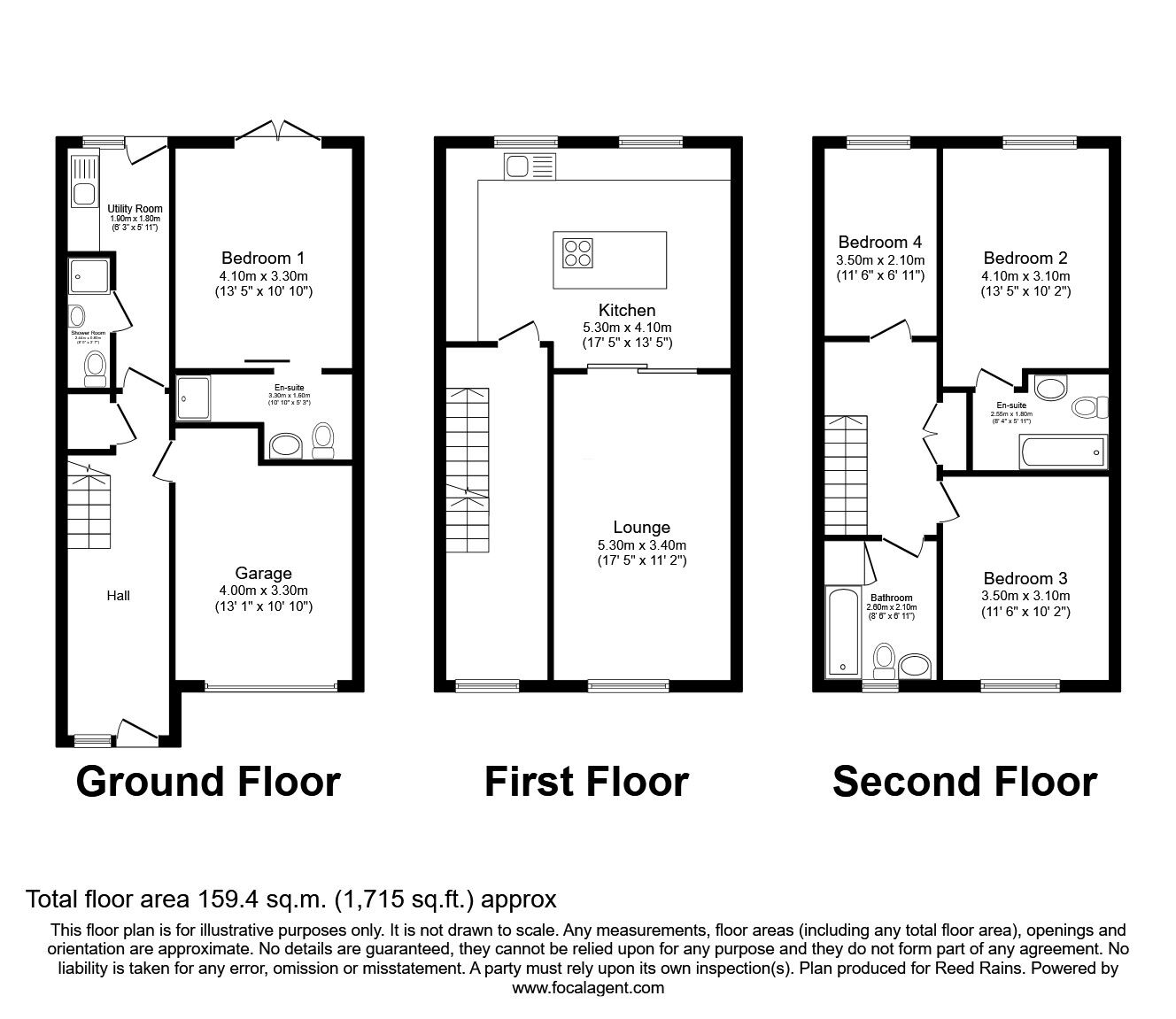 Floorplan of 4 bedroom Mid Terrace House for sale, Holmefield Gardens, Barrowford, Lancashire, BB9