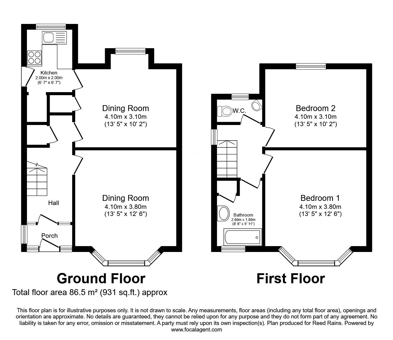 Floorplan of 2 bedroom Semi Detached House for sale, Coal Clough Lane, Burnley, Lancashire, BB11