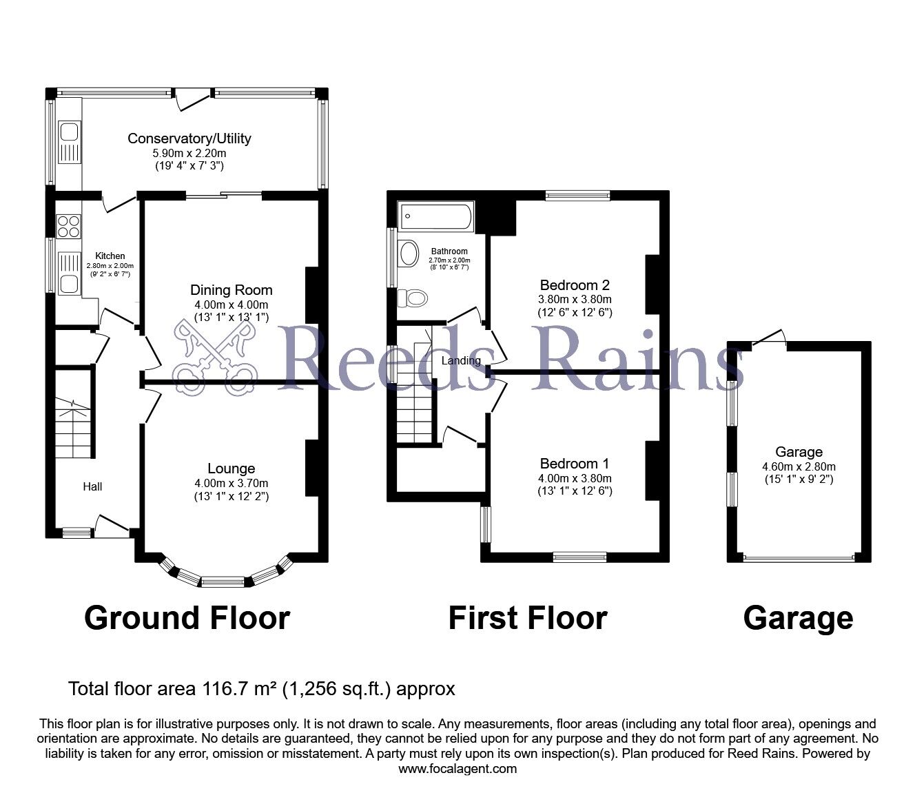 Floorplan of 2 bedroom Semi Detached House for sale, Brunshaw Road, Burnley, Lancashire, BB10