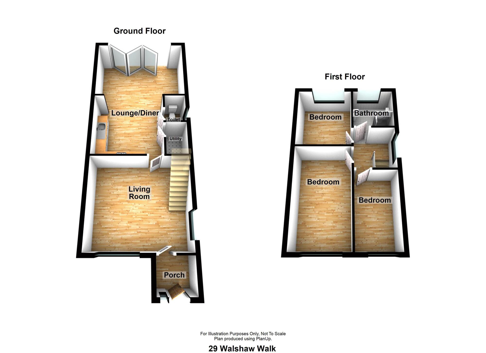 Floorplan of 3 bedroom Semi Detached House for sale, Walshaw Walk, Tottington, Lancashire, BL8