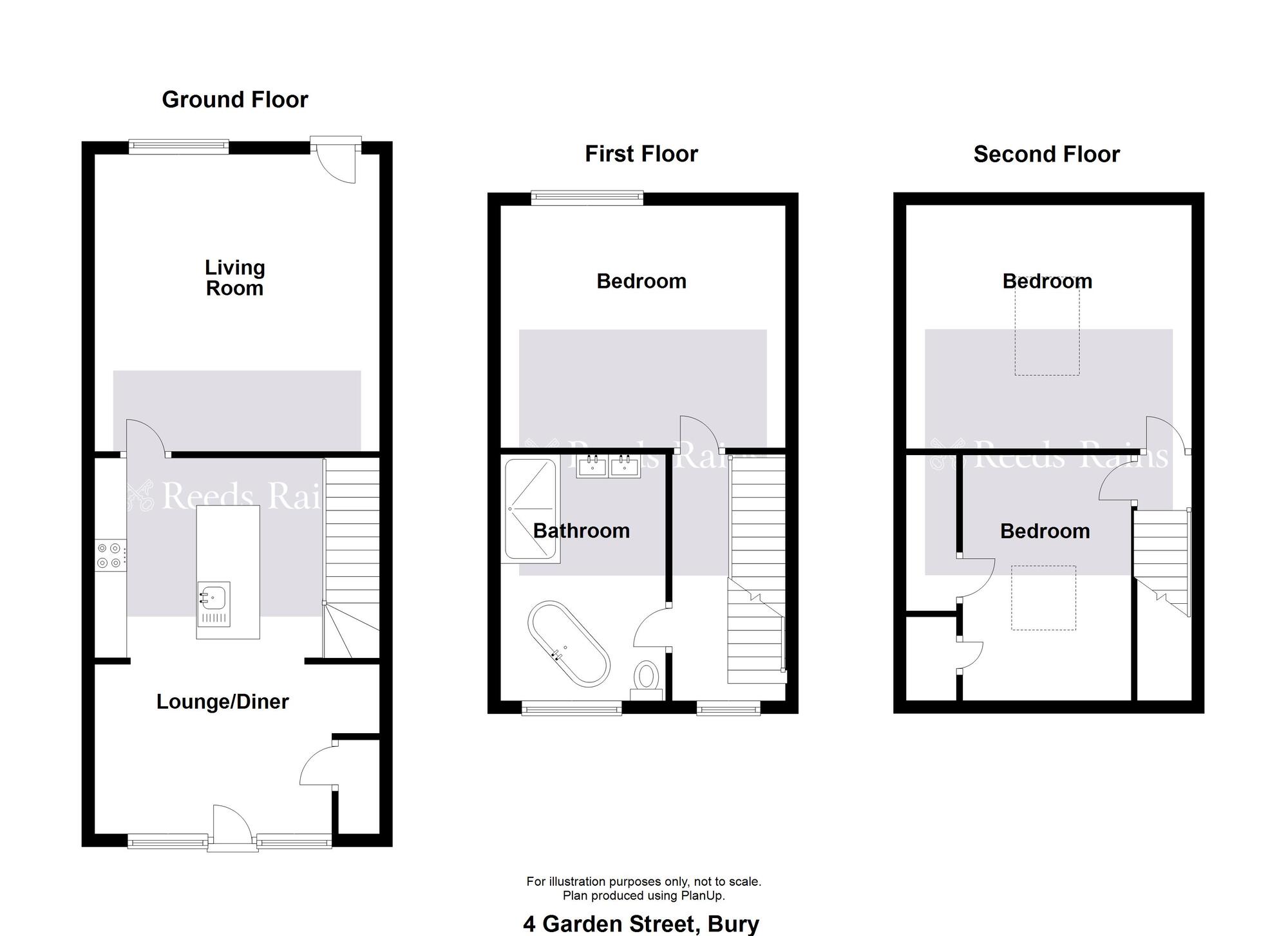 Floorplan of 3 bedroom Mid Terrace House for sale, Garden Street, Summerseat, Greater Manchester, BL9