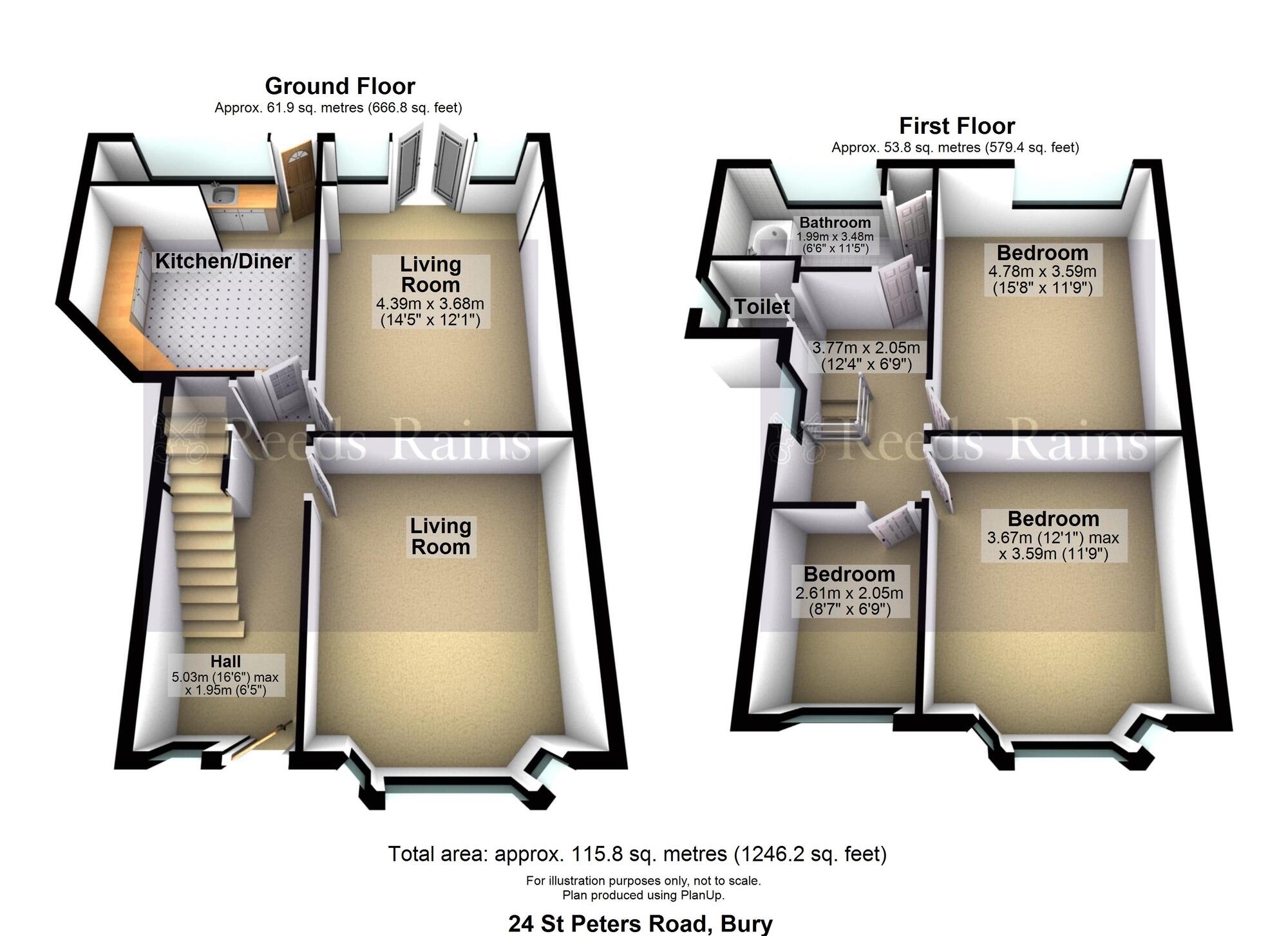 Floorplan of 3 bedroom Semi Detached House for sale, St. Peters Road, Bury, Greater Manchester, BL9