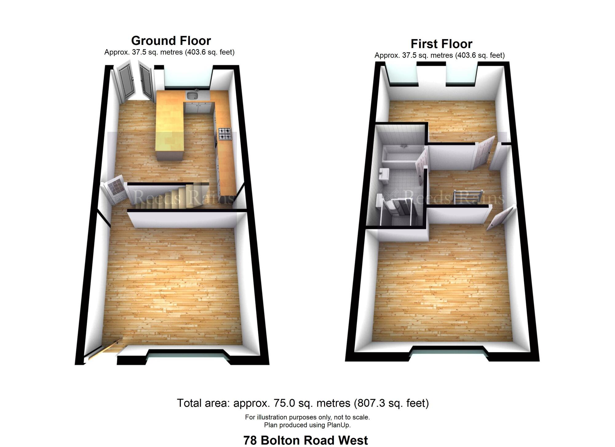 Floorplan of 2 bedroom Mid Terrace House for sale, Bolton Road, Hawkshaw, Greater Manchester, BL8