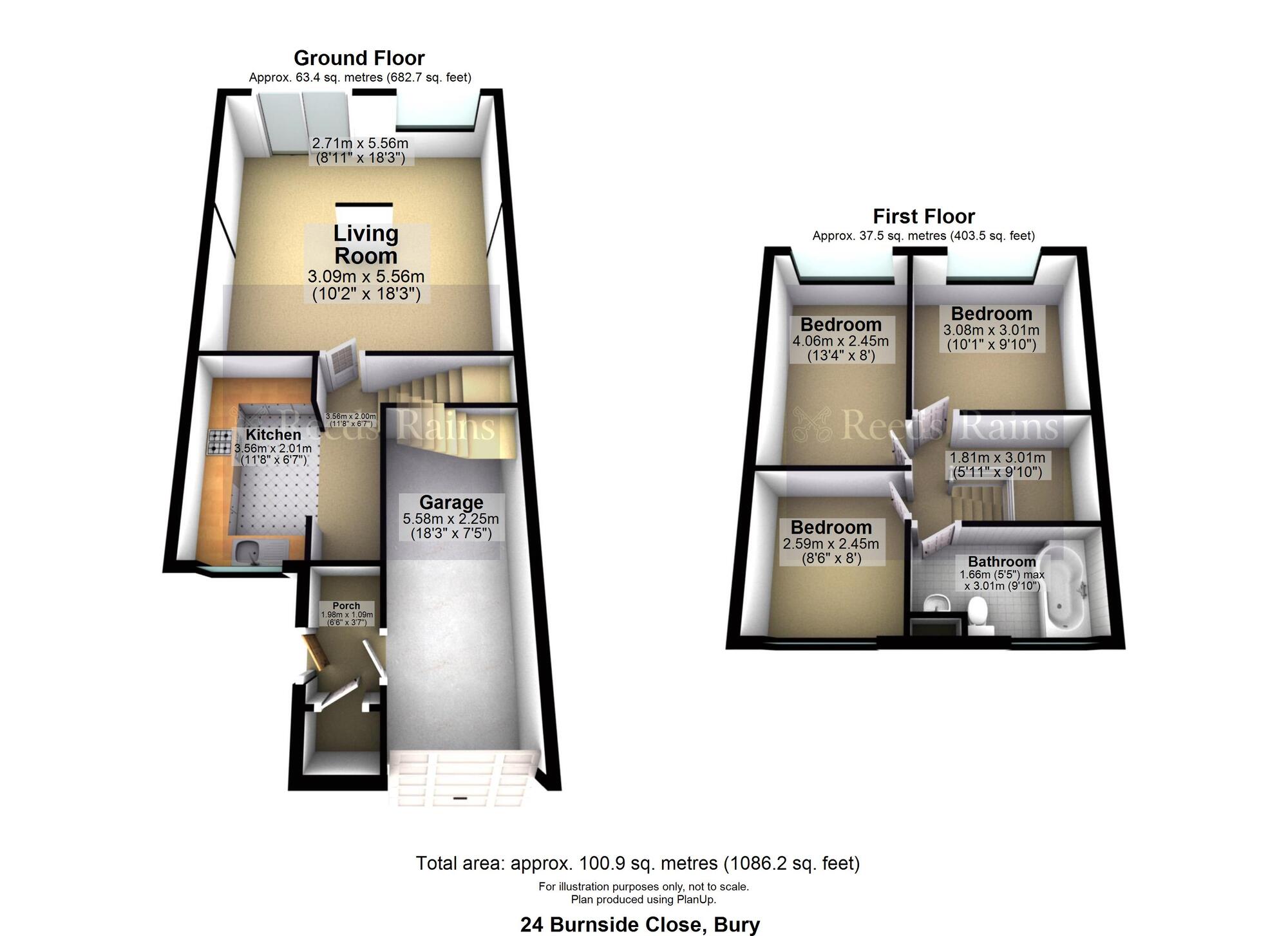 Floorplan of 3 bedroom End Terrace House for sale, Burnside Close, Radcliffe, Greater Manchester, M26