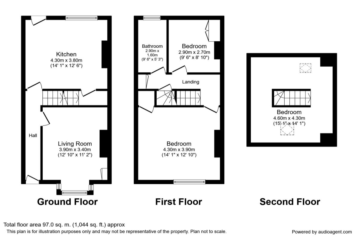 Floorplan of 3 bedroom Mid Terrace House to rent, Beech Grove Avenue, Garforth, Leeds, LS25