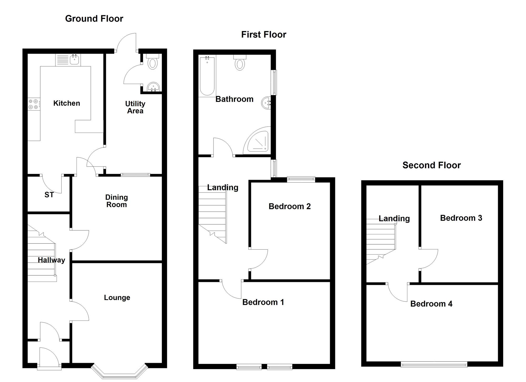 Floorplan of 4 bedroom Mid Terrace House for sale, Scotch Quarter, Carrickfergus, BT38