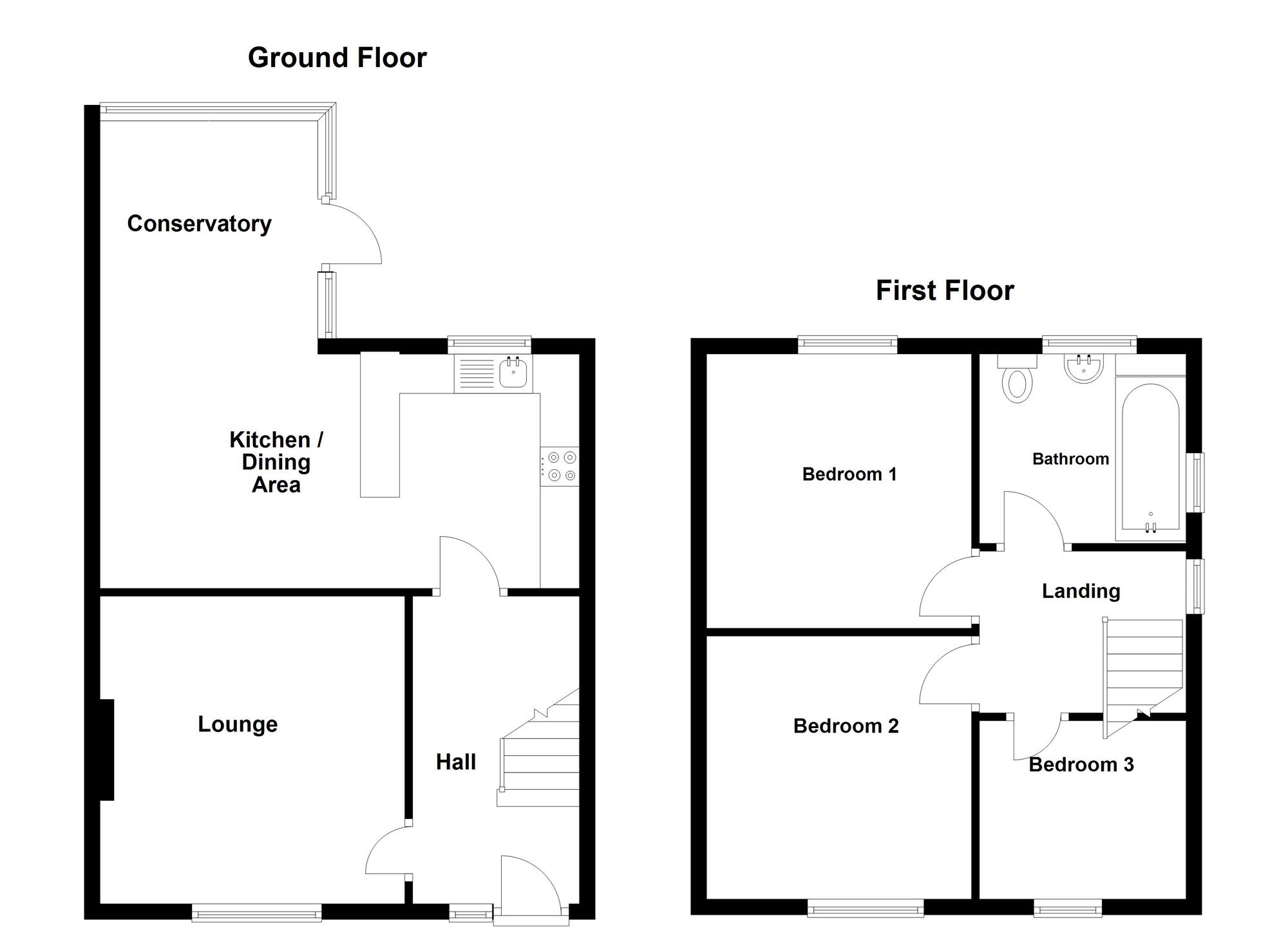 Floorplan of 3 bedroom Semi Detached House for sale, Kingsway, Carrickfergus, County Antrim, BT38