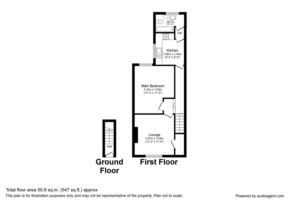 Floorplan of 1 bedroom  Flat to rent, Lower Oxford Street, Castleford, West Yorkshire, WF10