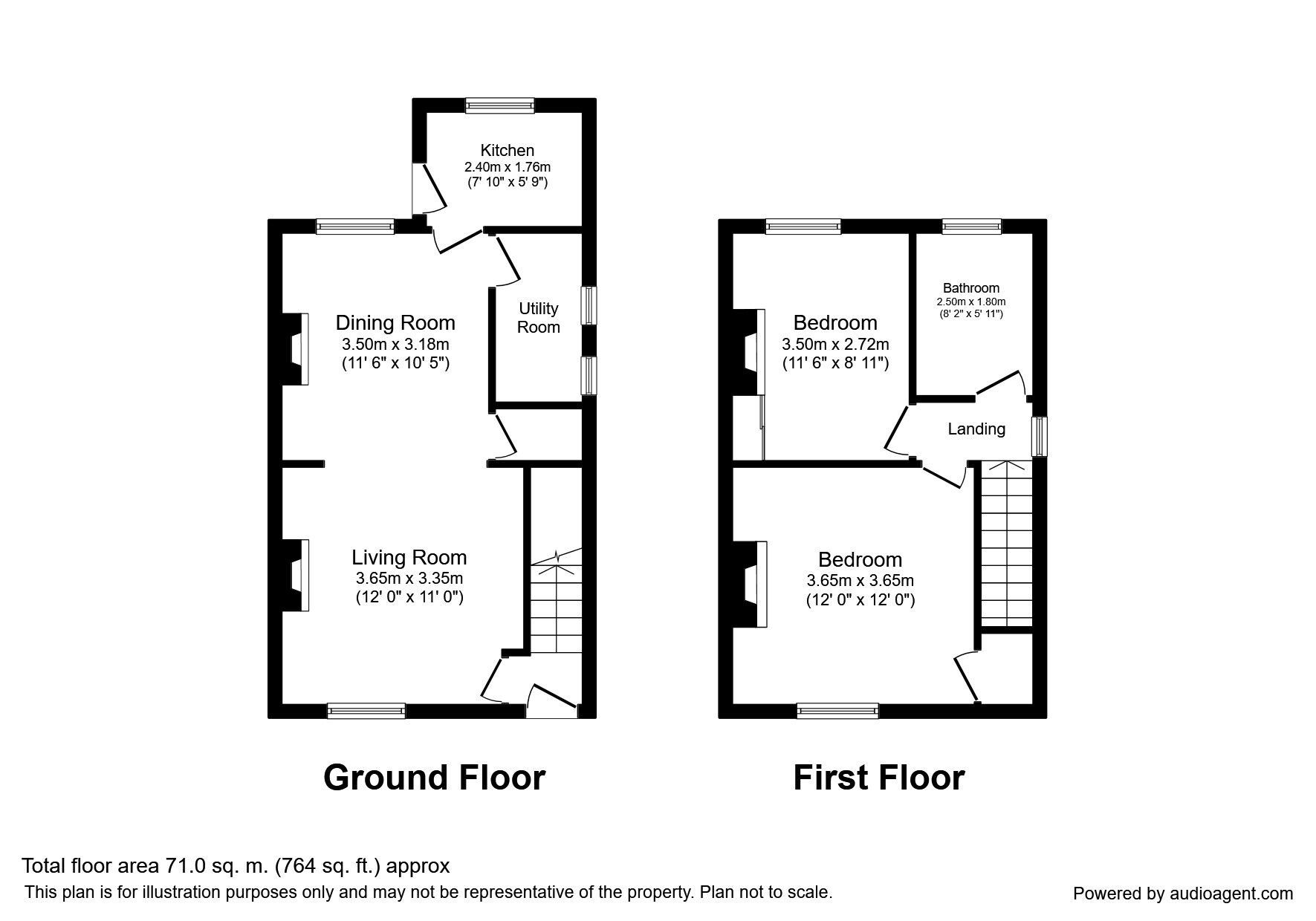 Floorplan of 2 bedroom Semi Detached House to rent, Redhill Drive, Castleford, West Yorkshire, WF10