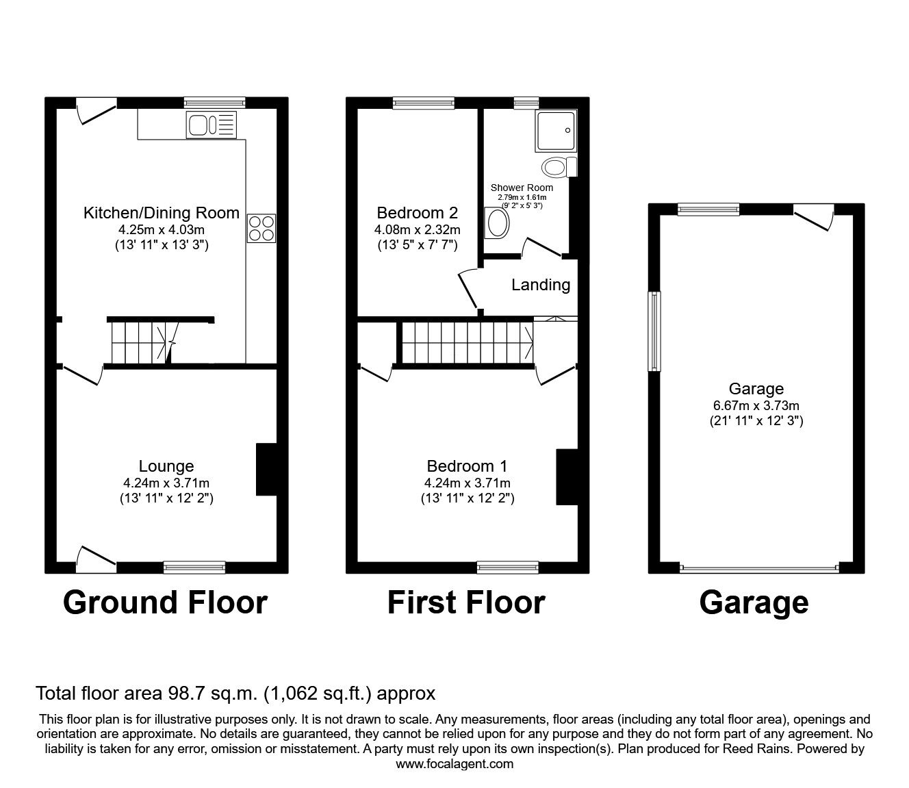 Floorplan of 2 bedroom Mid Terrace House for sale, Cross Street, Castleford, West Yorkshire, WF10