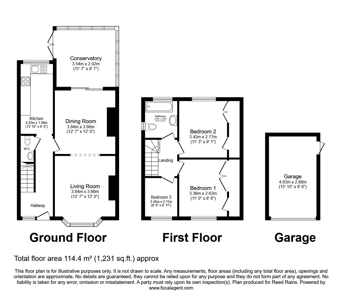 Floorplan of 3 bedroom Semi Detached House for sale, Brookfield Avenue, Castleford, West Yorkshire, WF10