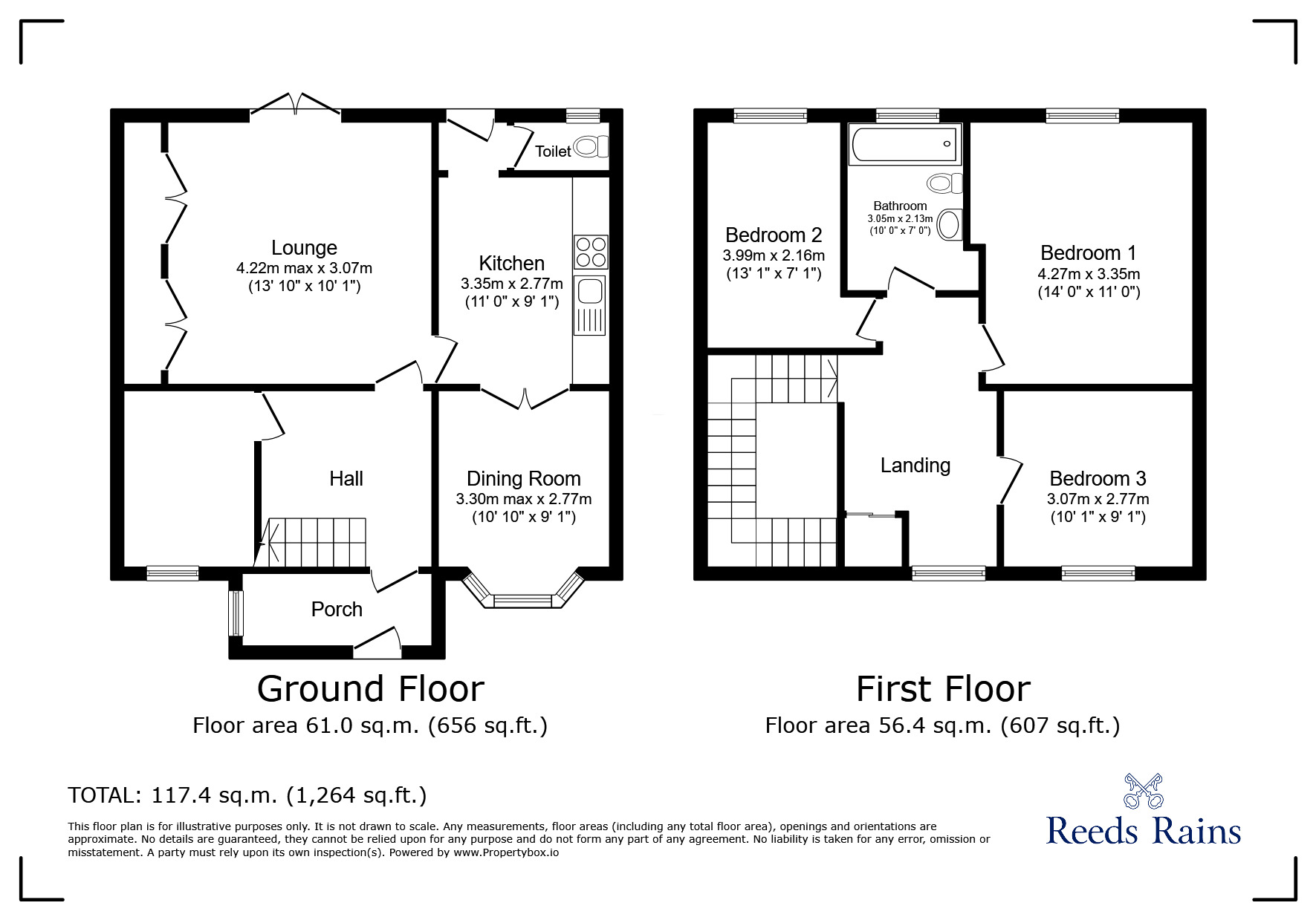 Floorplan of 3 bedroom Semi Detached House for sale, Churchfield Lane, Castleford, West Yorkshire, WF10