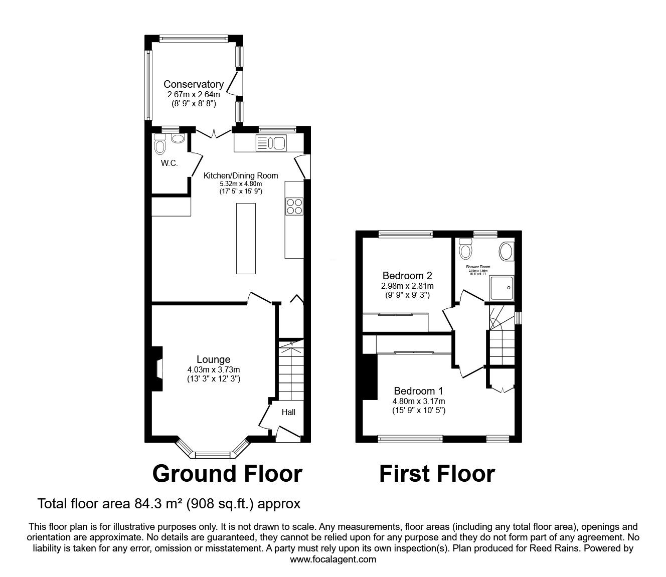 Floorplan of 2 bedroom Semi Detached House for sale, Park Road, Castleford, West Yorkshire, WF10