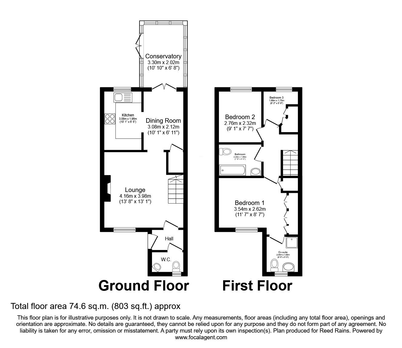 Floorplan of 3 bedroom Mid Terrace House for sale, Montrose Gardens, Castleford, West Yorkshire, WF10