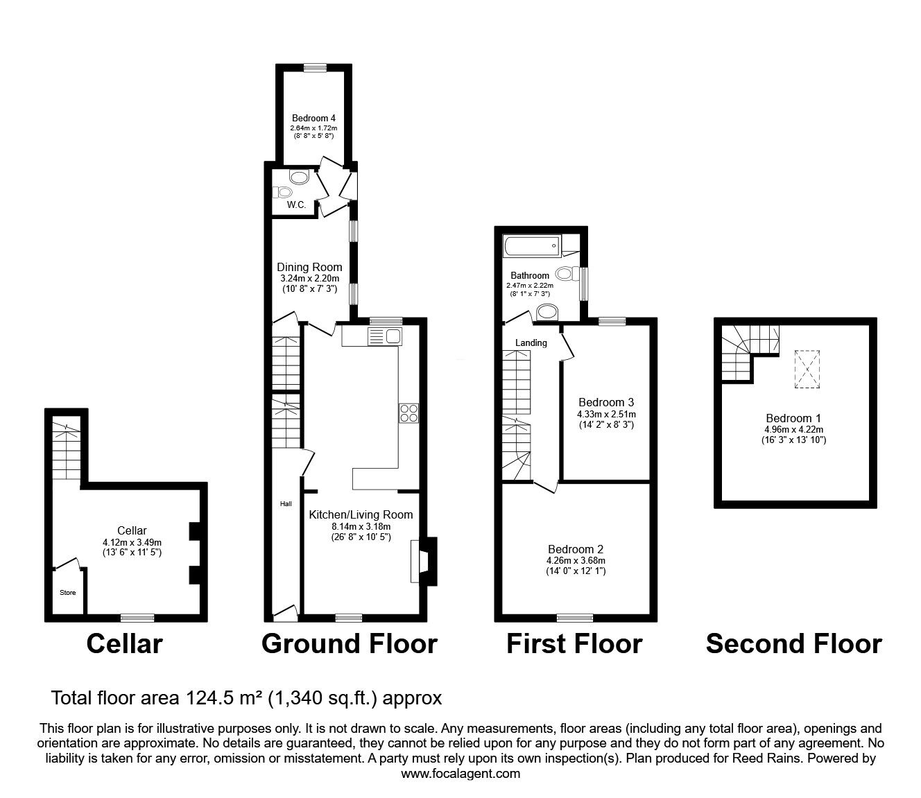 Floorplan of 3 bedroom Mid Terrace House for sale, Lower Cambridge Street, Castleford, West Yorkshire, WF10