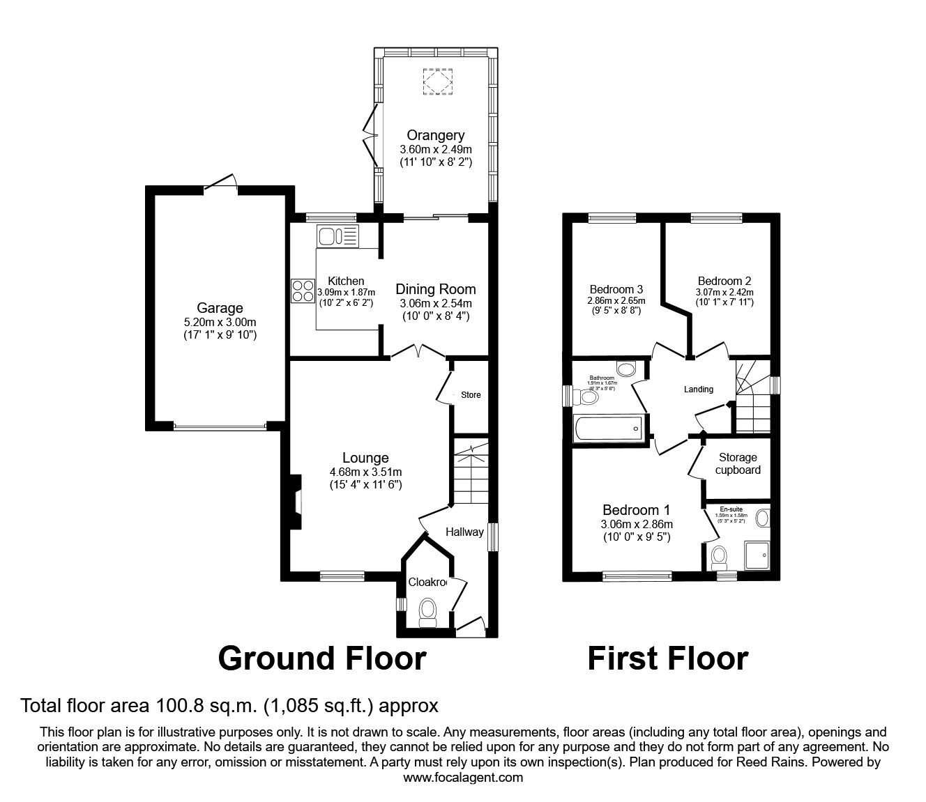 Floorplan of 3 bedroom Link Detached House for sale, Hilltop Close, Castleford, West Yorkshire, WF10