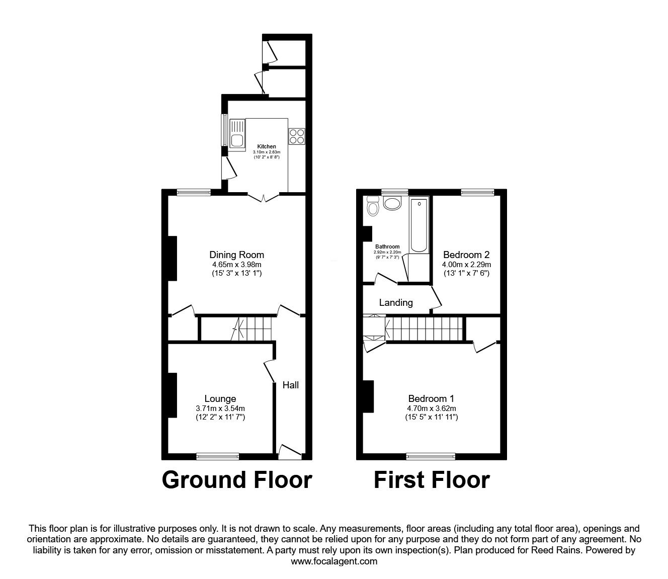 Floorplan of 2 bedroom Mid Terrace House for sale, Garden Street, Castleford, West Yorkshire, WF10