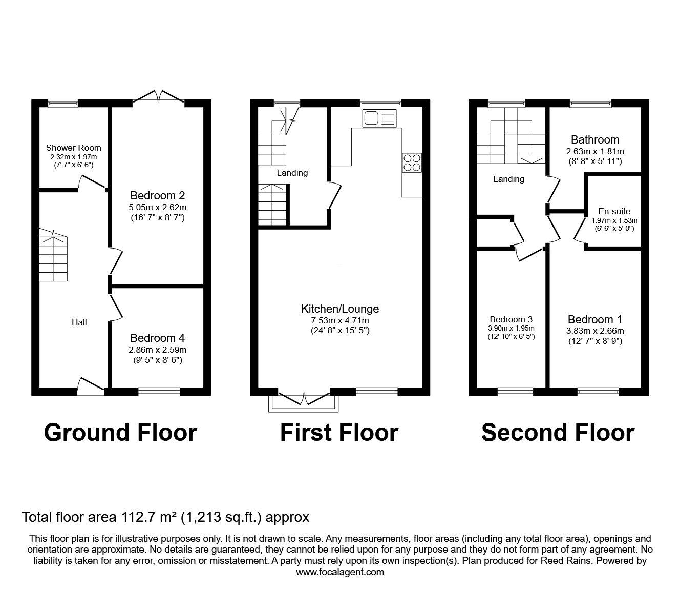 Floorplan of 4 bedroom Mid Terrace House for sale, Beeston Way, Allerton Bywater, West Yorkshire, WF10