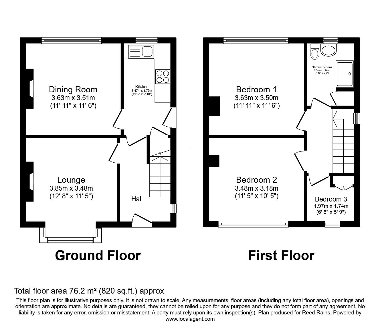 Floorplan of 3 bedroom Semi Detached House for sale, Barnsdale Estate, Castleford, West Yorkshire, WF10