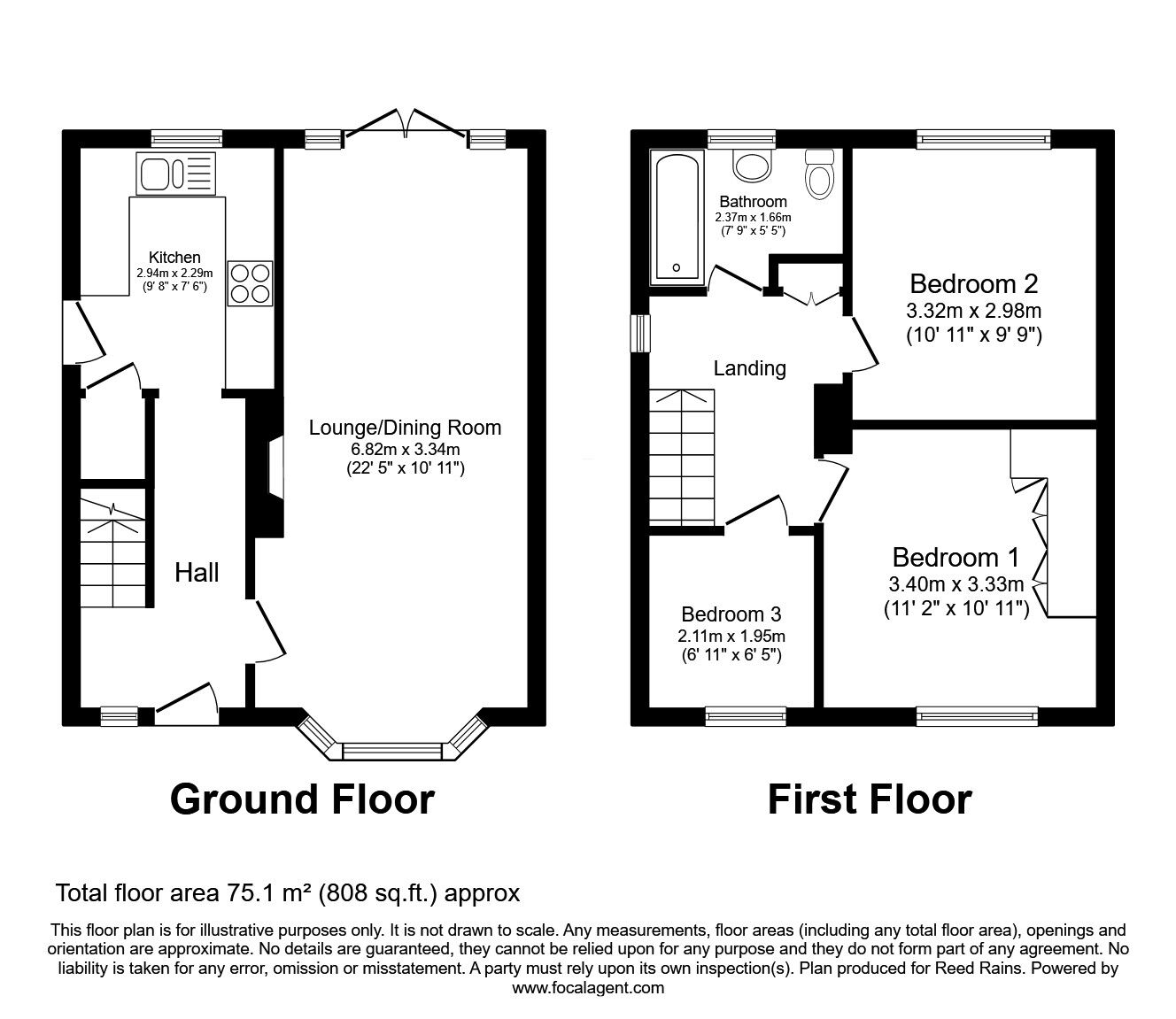 Floorplan of 3 bedroom Semi Detached House for sale, Davis Avenue, Castleford, West Yorkshire, WF10