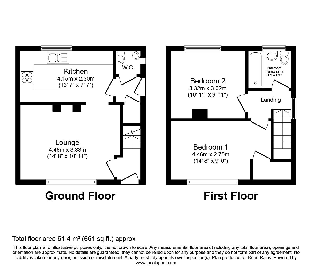 Floorplan of 2 bedroom Semi Detached House for sale, Lodge Avenue, Castleford, West Yorkshire, WF10