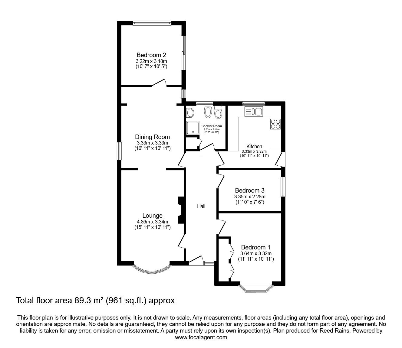 Floorplan of 3 bedroom Detached Bungalow for sale, Smithson Avenue, Castleford, West Yorkshire, WF10