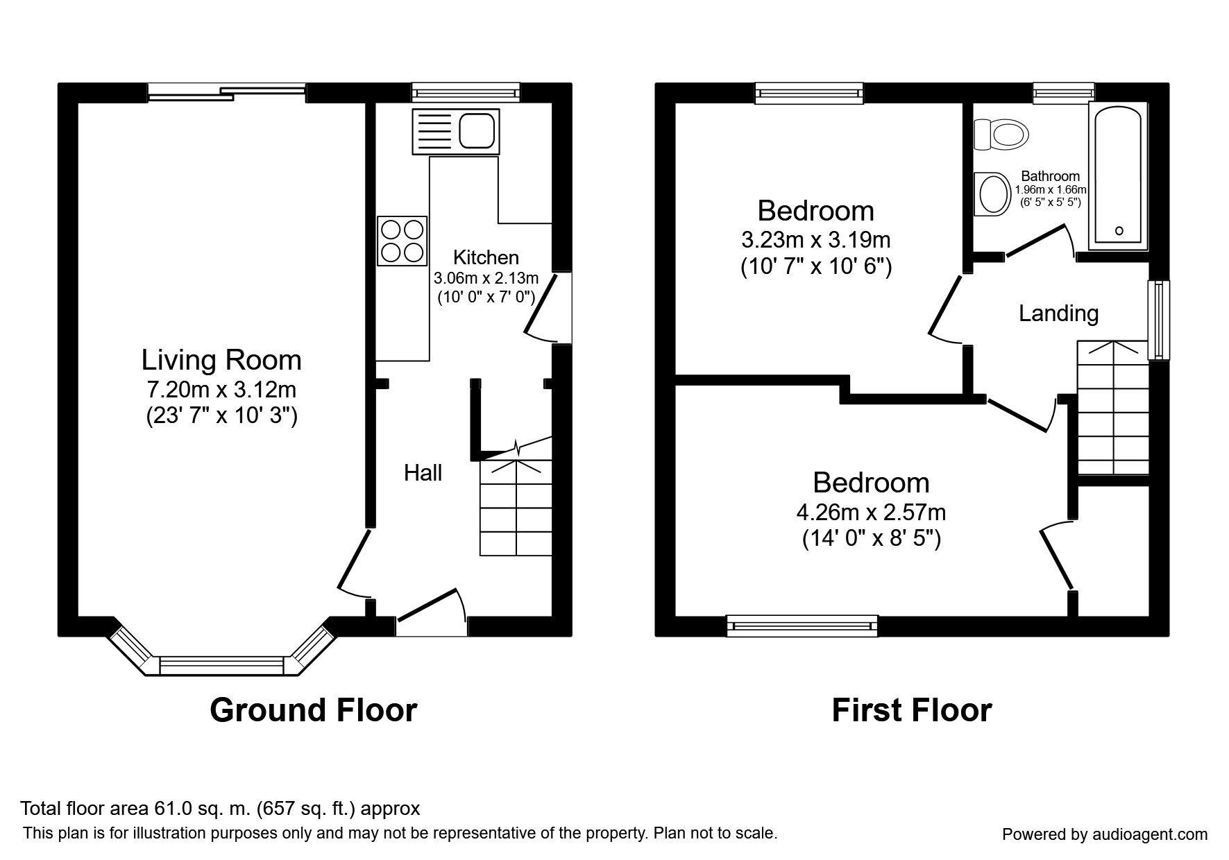 Floorplan of 2 bedroom Semi Detached House to rent, Westbourne Avenue, Garforth, West Yorkshire, LS25