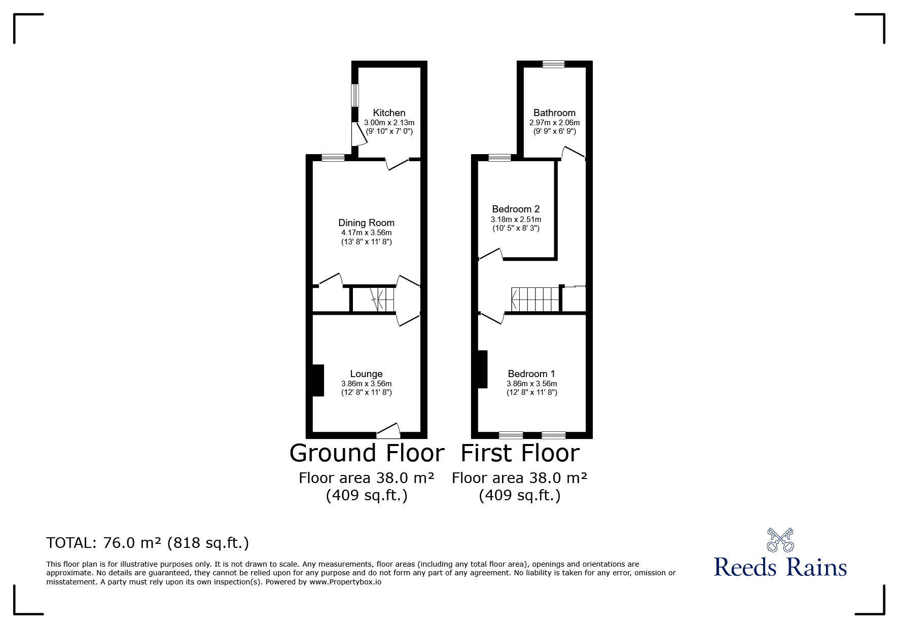 Floorplan of 2 bedroom Mid Terrace House to rent, Ashton Road, Castleford, West Yorkshire, WF10