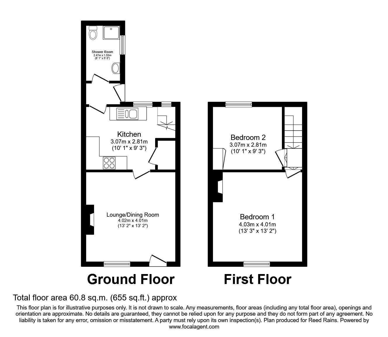 Floorplan of 2 bedroom Mid Terrace House to rent, Garden Street, Castleford, West Yorkshire, WF10