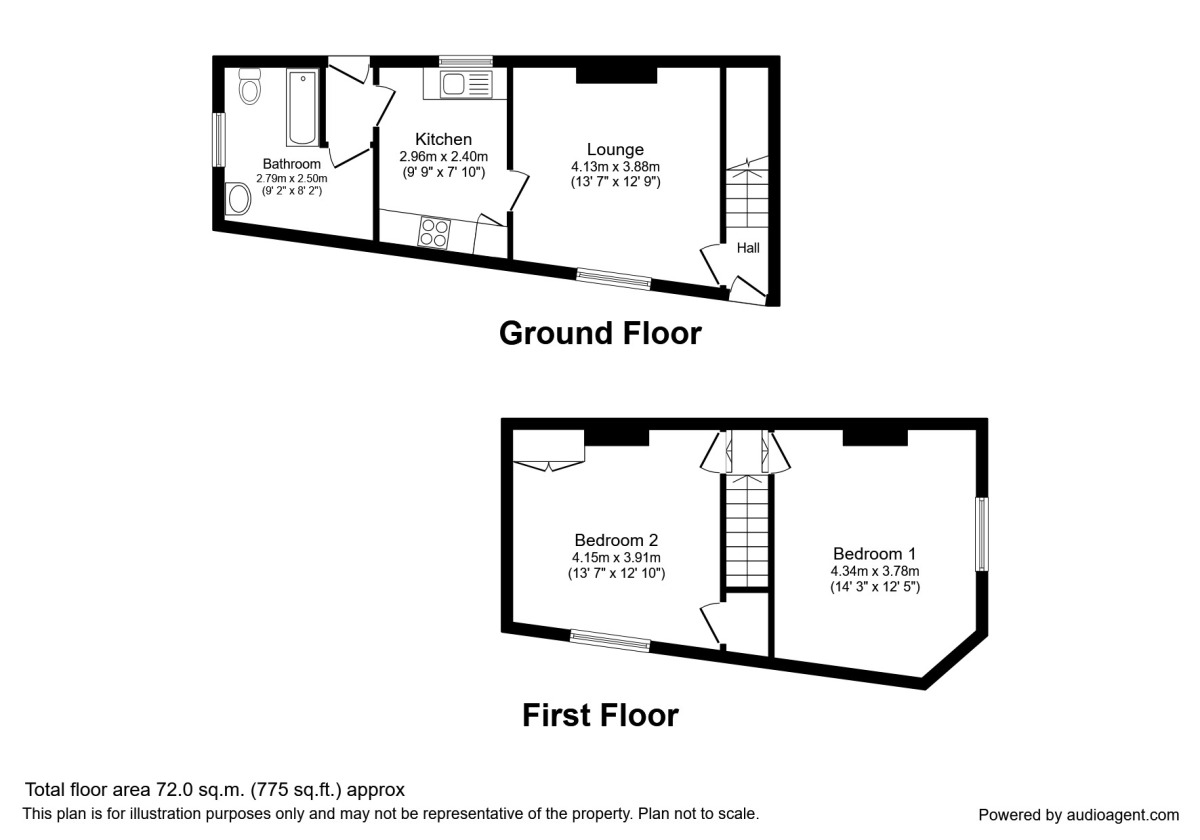 Floorplan of 2 bedroom End Terrace House to rent, Hunt Street, Castleford, West Yorkshire, WF10