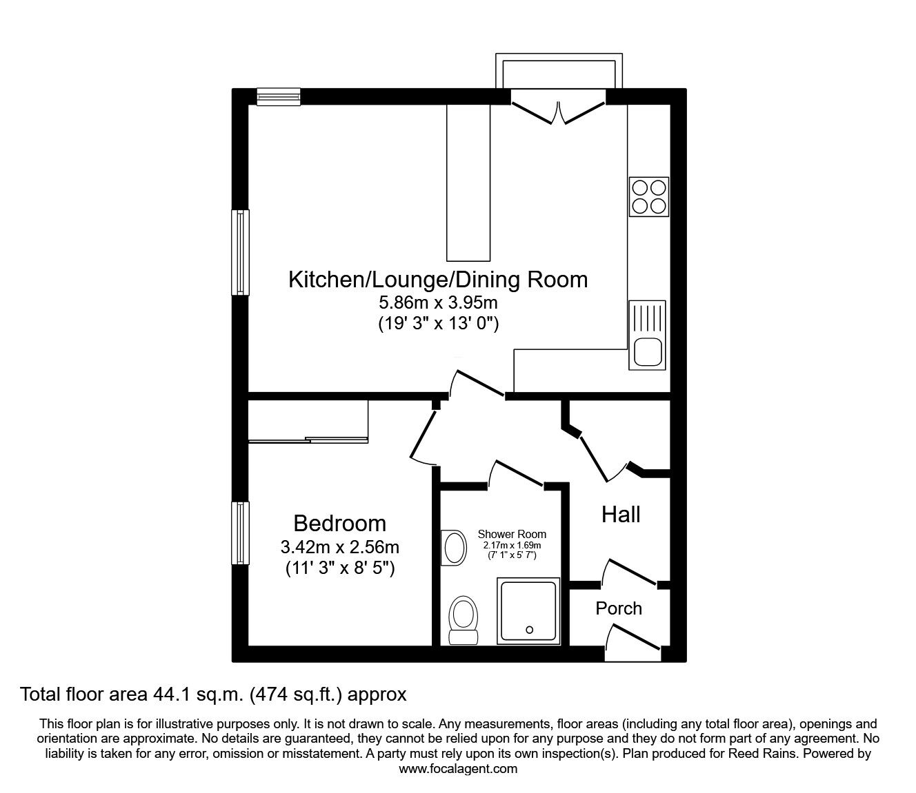 Floorplan of 1 bedroom  Flat for sale, Warren House Road, Allerton Bywater, West Yorkshire, WF10