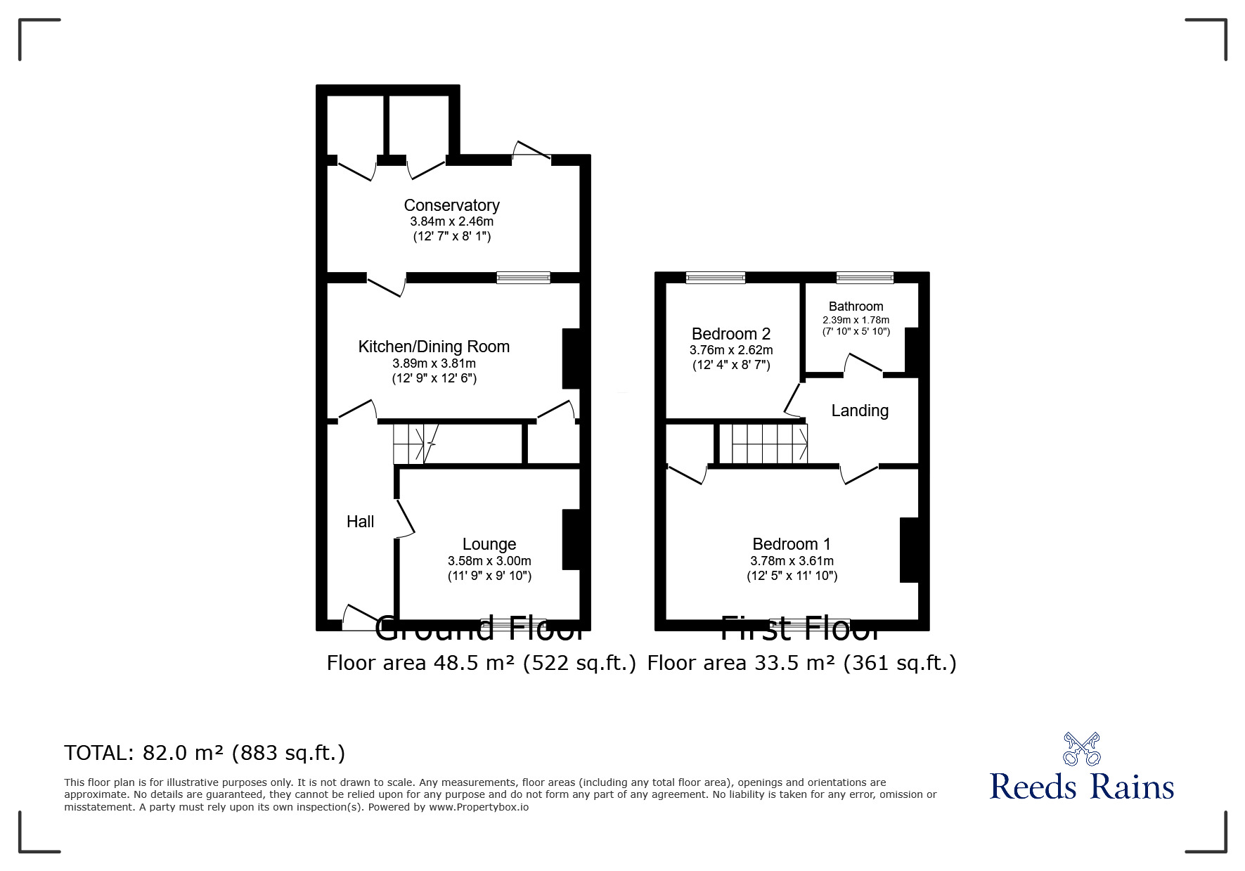 Floorplan of 2 bedroom Mid Terrace House for sale, Aketon Road, Castleford, West Yorkshire, WF10