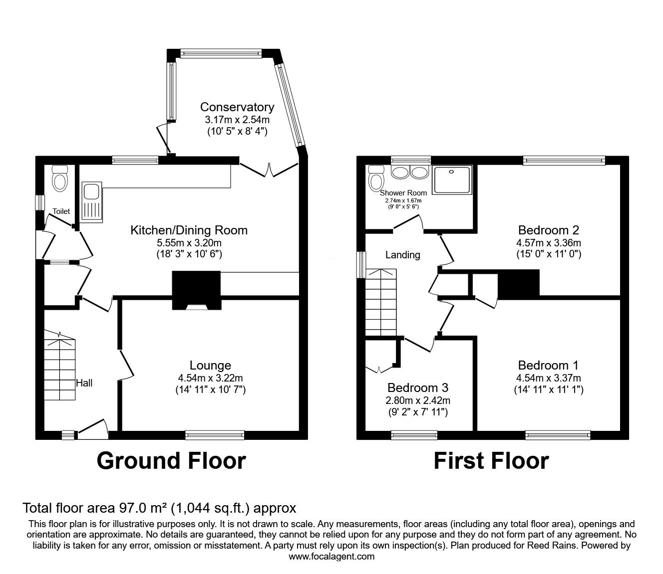 Floorplan of 3 bedroom Semi Detached House for sale, Carlyle Crescent, Castleford, West Yorkshire, WF10