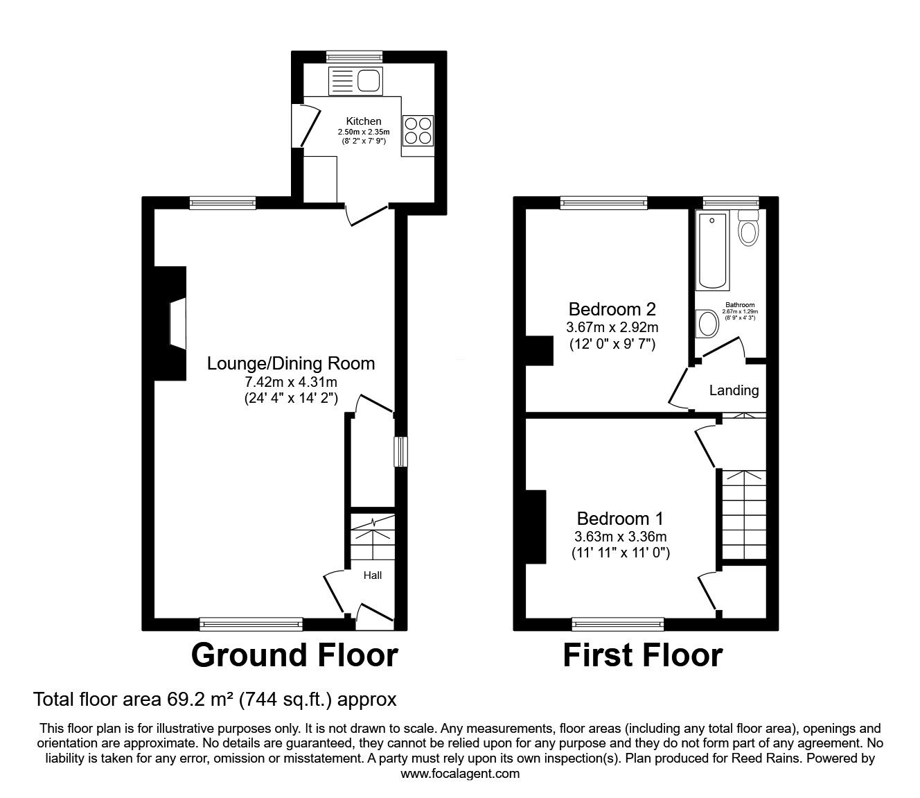 Floorplan of 2 bedroom Semi Detached House for sale, Westfields, Castleford, West Yorkshire, WF10