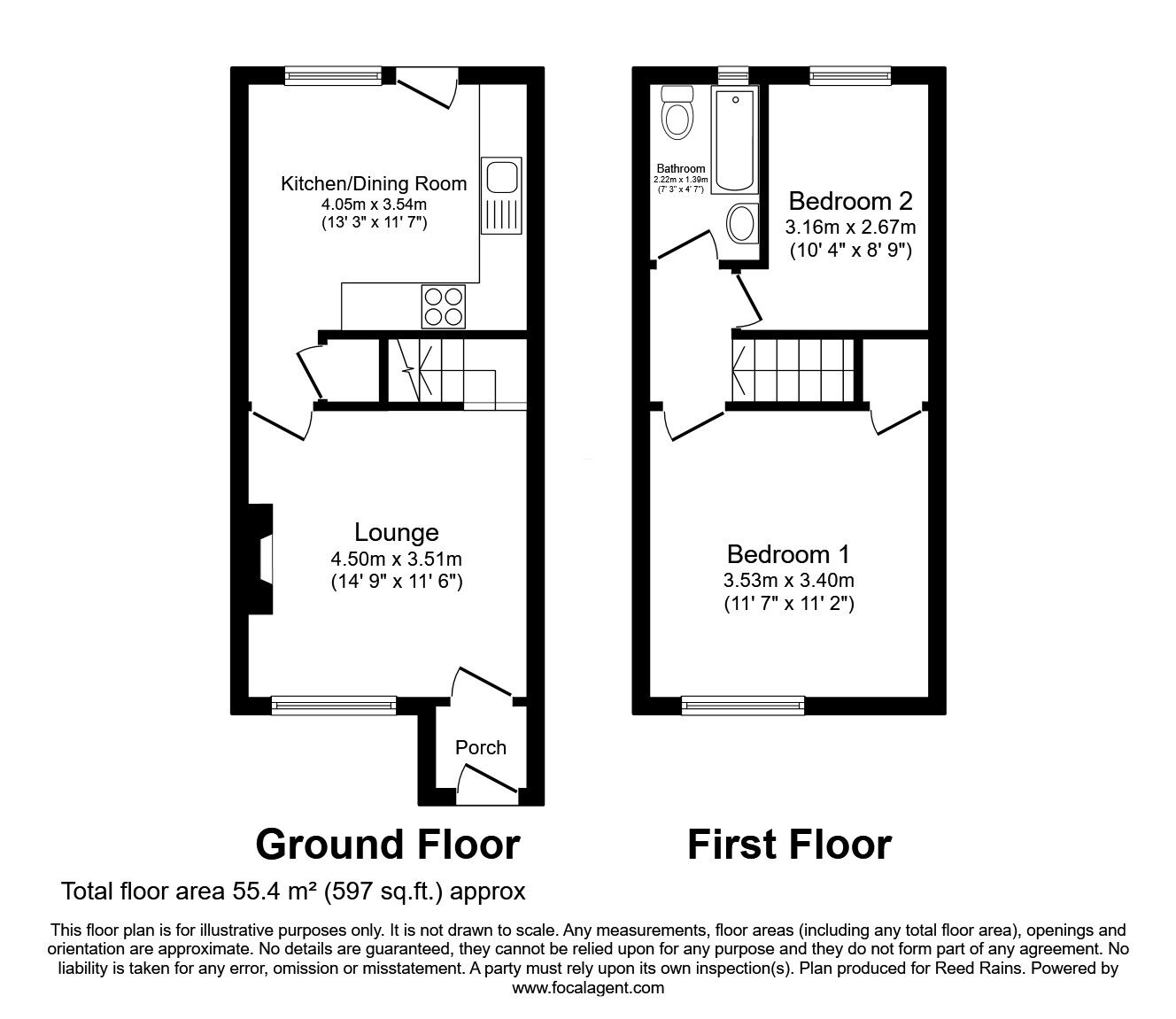 Floorplan of 2 bedroom End Terrace House for sale, Broadmead, Castleford, West Yorkshire, WF10