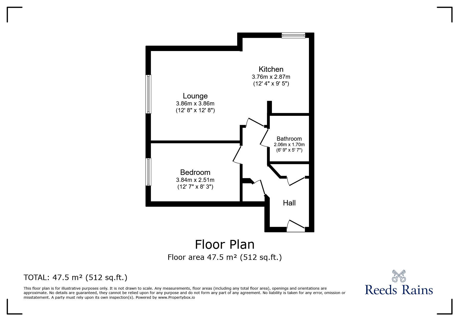 Floorplan of 1 bedroom  Flat for sale, Millers Croft, Castleford, West Yorkshire, WF10