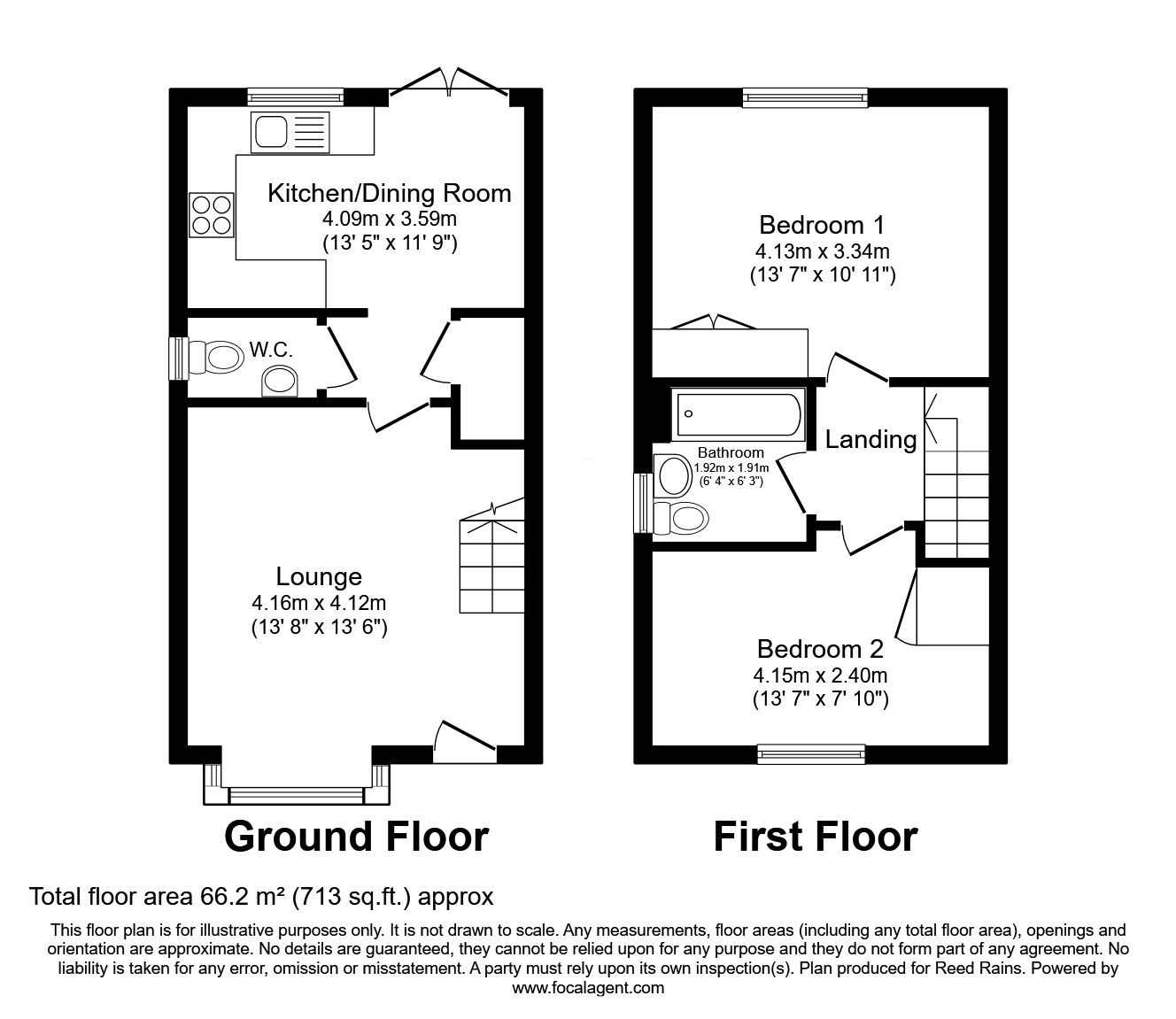 Floorplan of 2 bedroom End Terrace House for sale, Redwing Close, Castleford, West Yorkshire, WF10