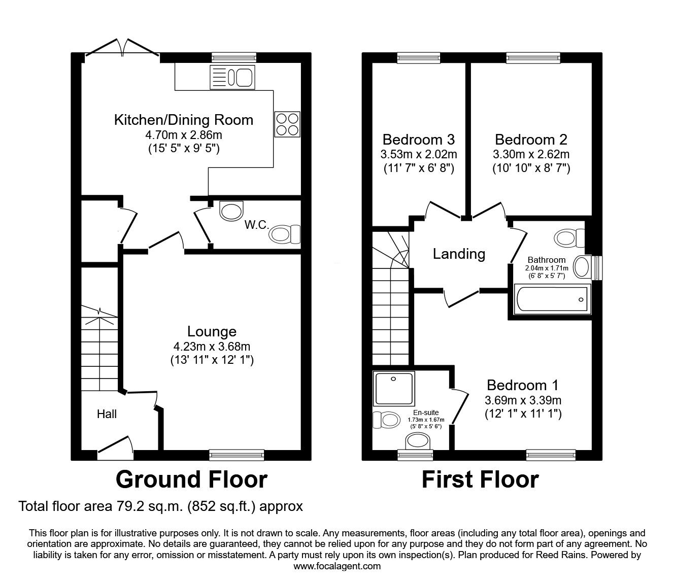 Floorplan of 3 bedroom Semi Detached House for sale, Craig Hopson Avenue, Castleford, West Yorkshire, WF10