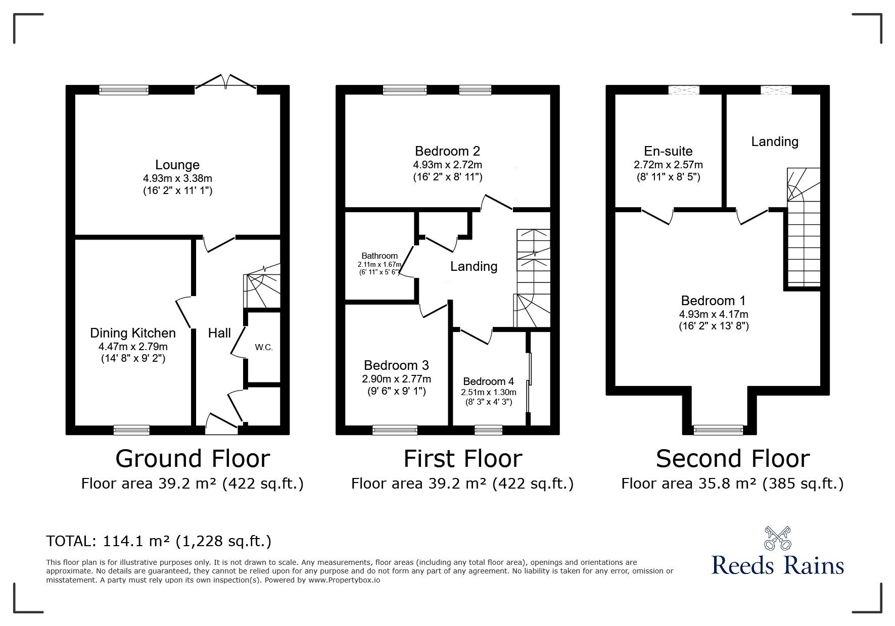 Floorplan of 4 bedroom Mid Terrace House for sale, Walton Park Street, Castleford, West Yorkshire, WF10