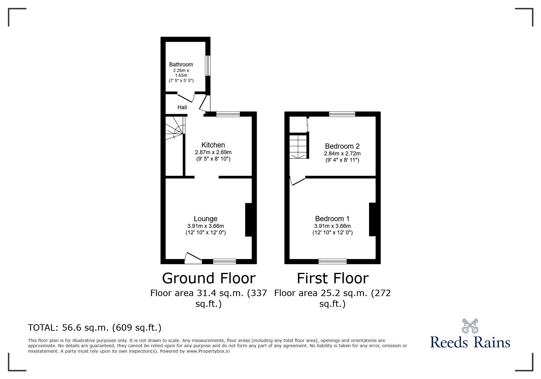 Floorplan of 2 bedroom Mid Terrace House to rent, Hunt Street, Castleford, West Yorkshire, WF10