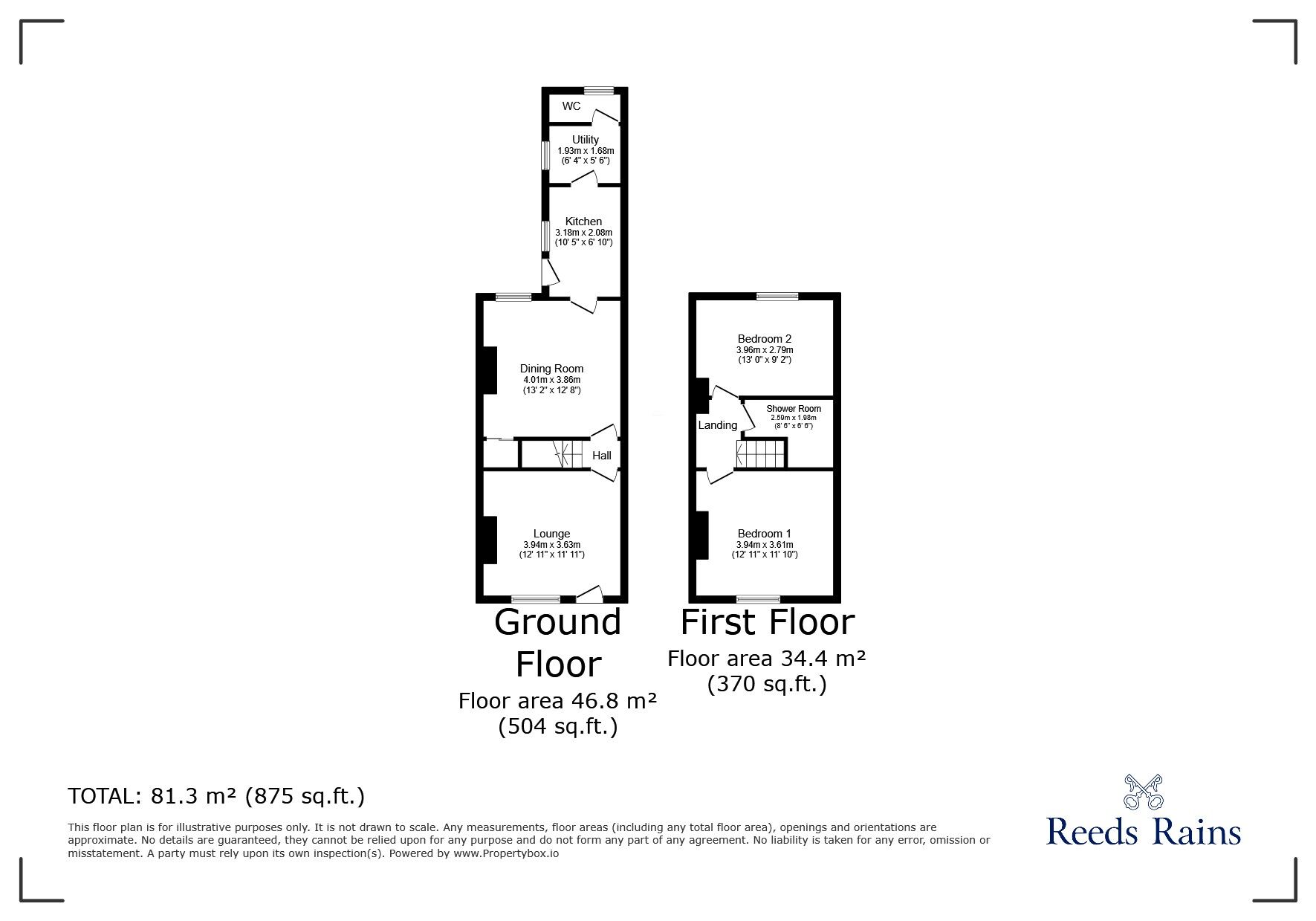 Floorplan of 2 bedroom End Terrace House to rent, Heald Street, Castleford, West Yorkshire, WF10