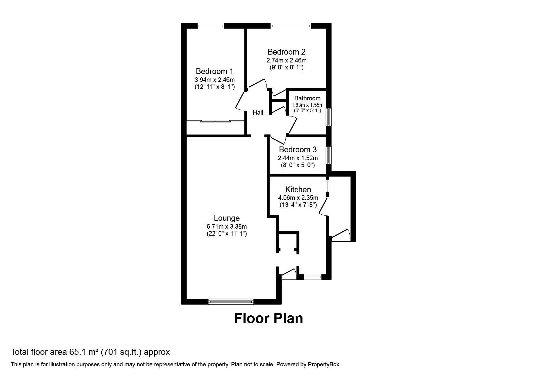 Floorplan of 3 bedroom Semi Detached Bungalow for sale, Acacia Drive, Castleford, West Yorkshire, WF10