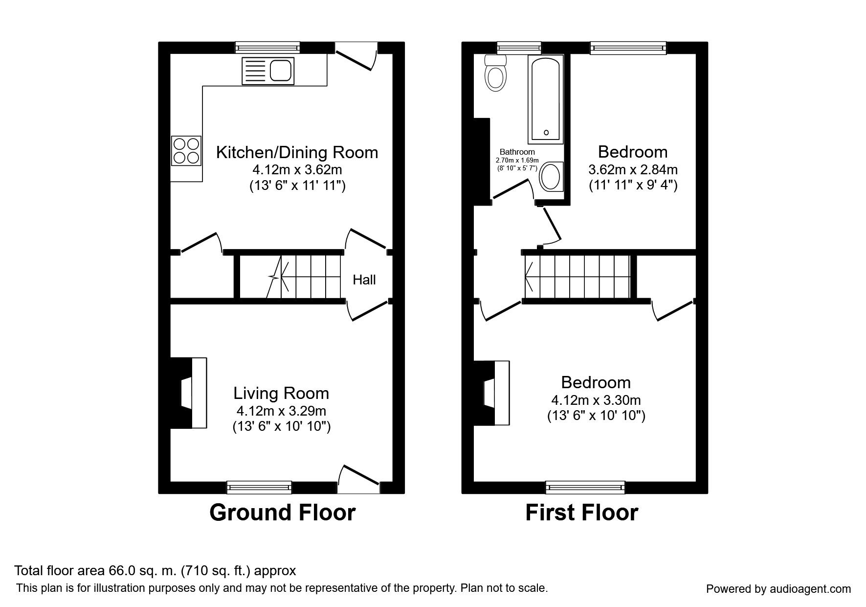 Floorplan of 2 bedroom Mid Terrace House to rent, Glebe Street, Castleford, West Yorkshire, WF10