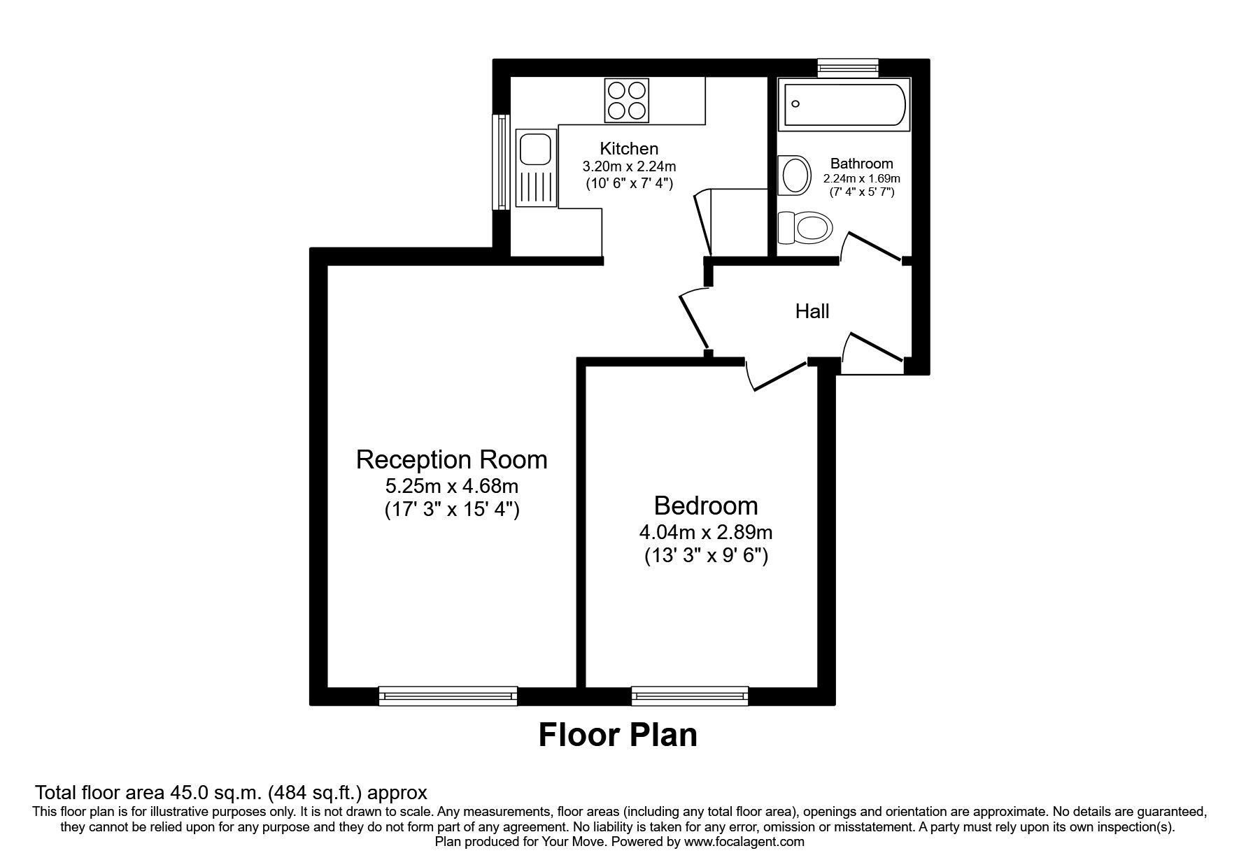 Floorplan of 1 bedroom  Flat for sale, McMillan Court, Cumberland Place, London, SE6