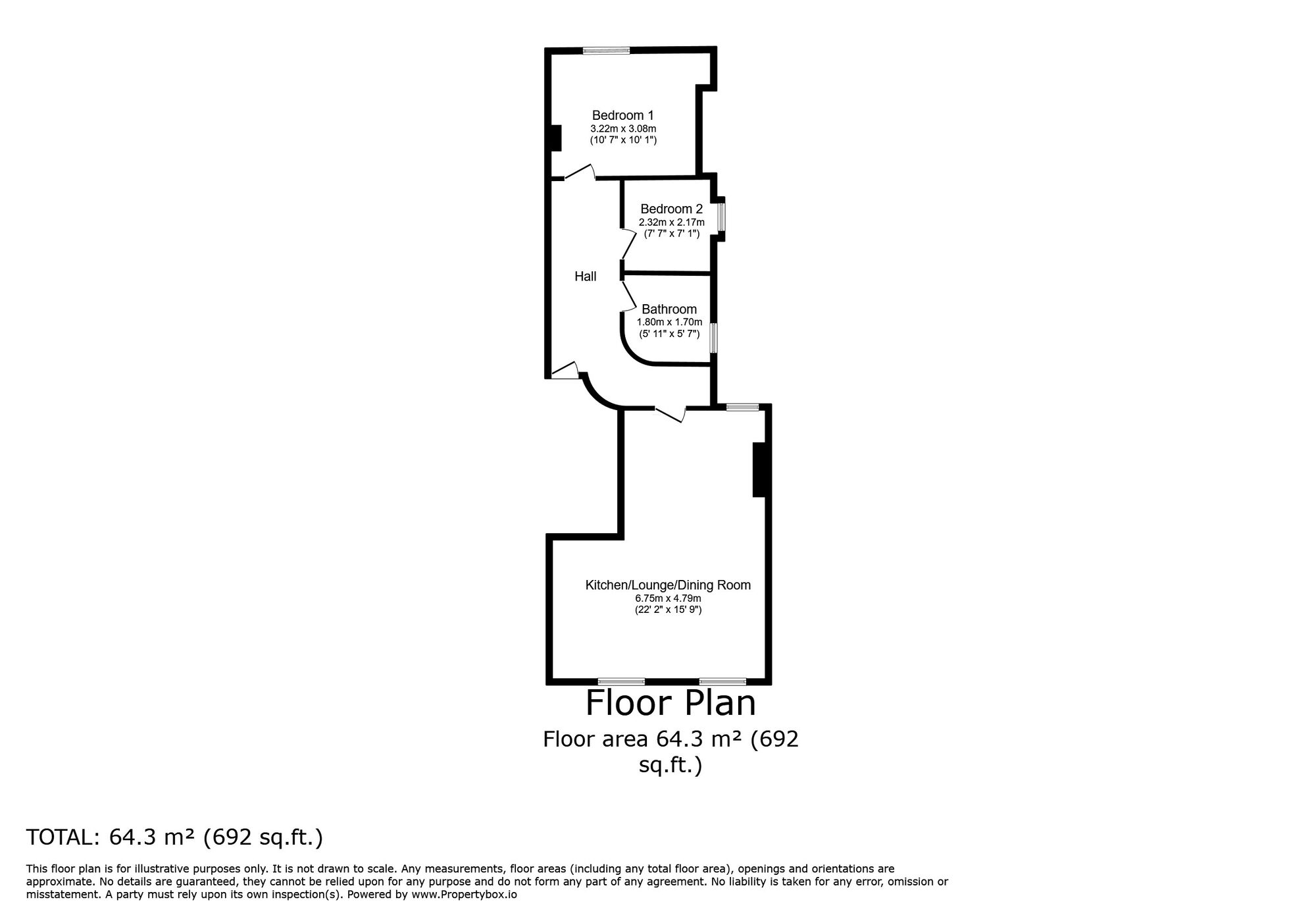 Floorplan of 2 bedroom  Flat for sale, Vaughan Road, London, SE5