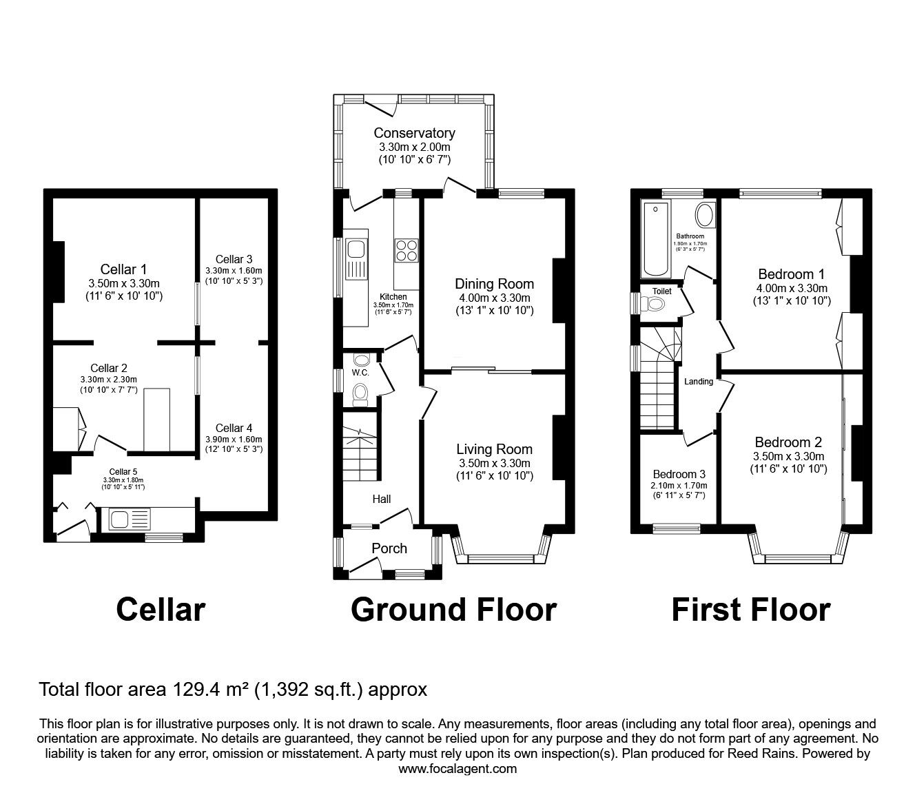 Floorplan of 3 bedroom Semi Detached House for sale, Cheadle Old Road, Stockport, Greater Manchester, SK3